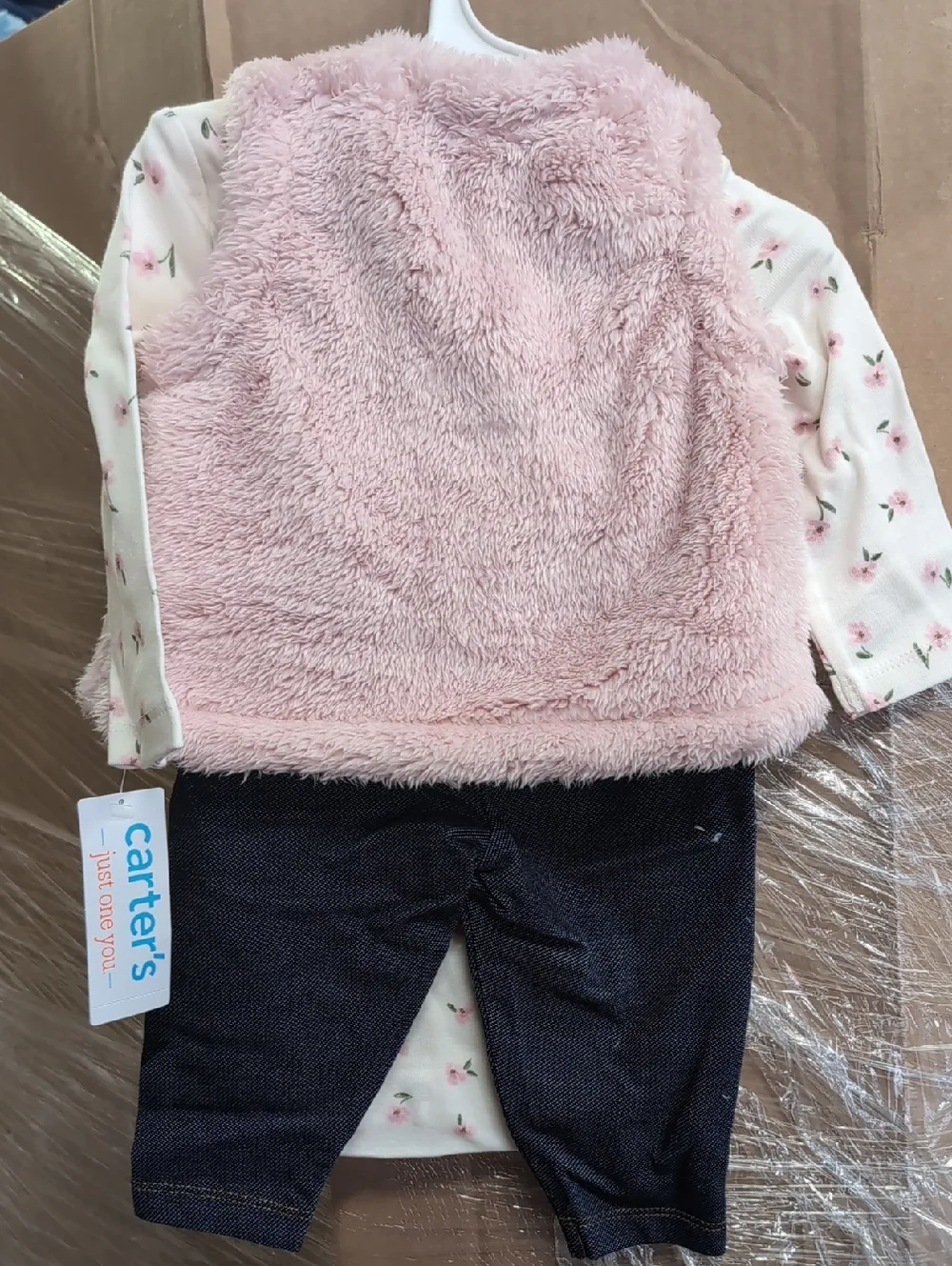 Carter's Just One Baby Girls Faux Shearling Vest With Jeggins